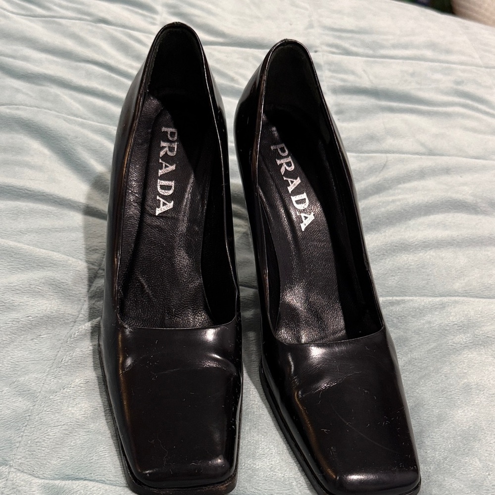 Prada Black Leather Heels